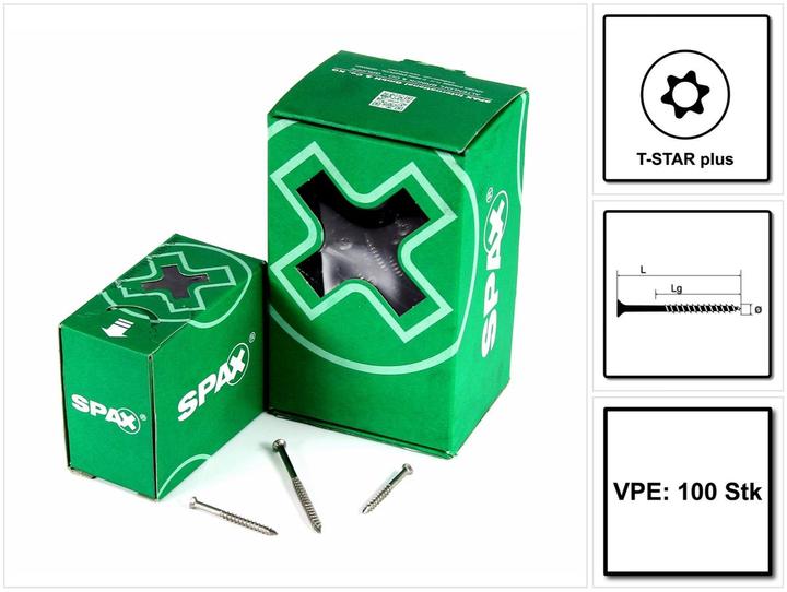 Produktbild Spax Fassadenschraube R 89018 Liko T-STAR 5 x100/61 -T A 2 kleiner Kopf (100 Schrauben pro Stück)