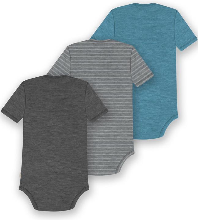 Actual product image Normani Set of 3 baby merino bodysuit short sleeves "Tauranga" - 9299 (62)