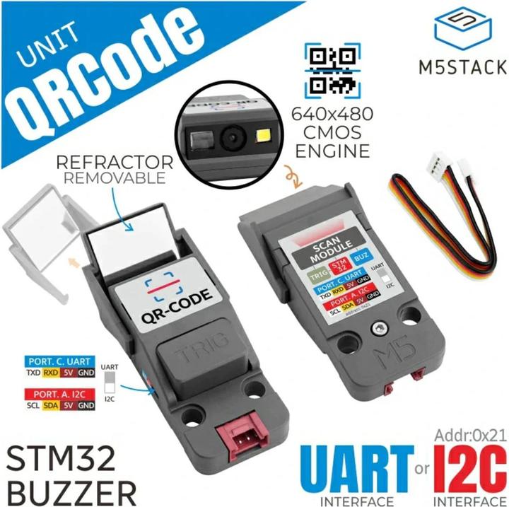 Actual product image M5Stack QR Code Scanner Unit STM32F030