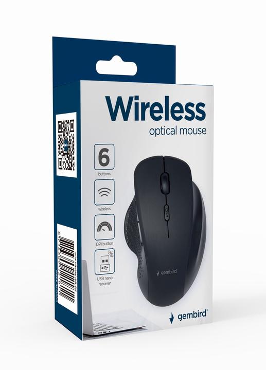 Actual product image Gembird MUSW-6B-02 6-button optical wireless mouse black (Wireless)