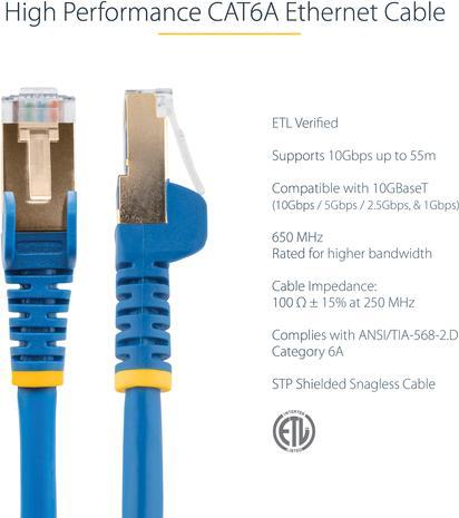 Actual product image StarTech Patch Cable Cat6a 1m Blue (STP, CAT6a, 1 m)