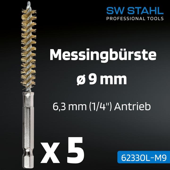 Produktbild SW-Stahl 62330L-M9 Messingbürsten 9mm 5-teilig