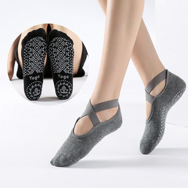 Actual product image Stride Anti-Rutsch Pilates Yoga Sport Socken (One Size) - 1 Paar Schwarz (One size)