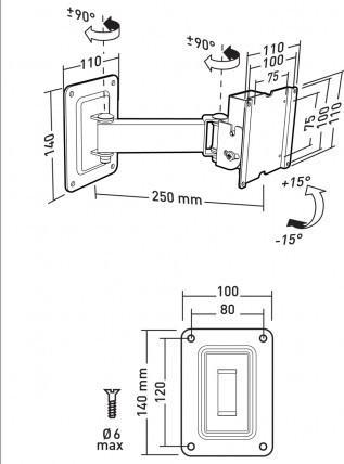 Image du produit Erard APPLIK 2580 Support mural pour moniteur Bras pivotant 15 - 28 pouces (Mur, 28")