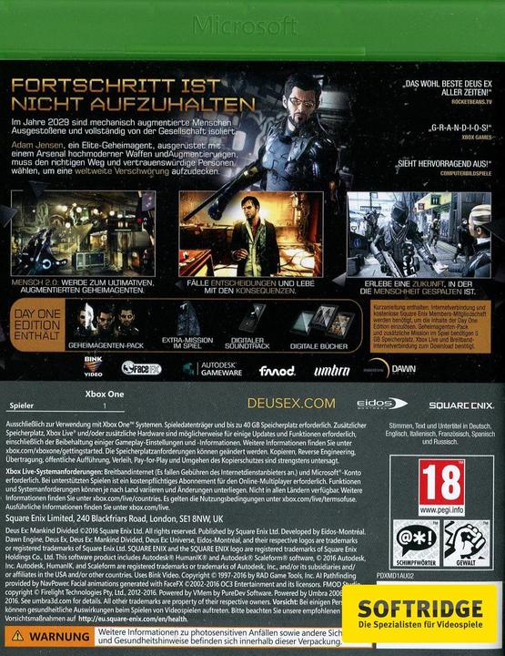Produktbild Square Enix Deus Ex: Mankind Divided - Day1 Edition (Xbox Series X, Xbox One X, Multilingual)