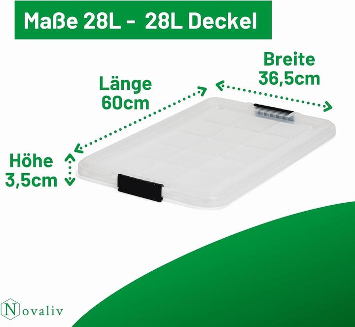 Produktbild Novaliv 2x Ersatzdeckel 28-40 Liter mit Clipverschluss 61x40 cm Transparent (61 x 40 cm)