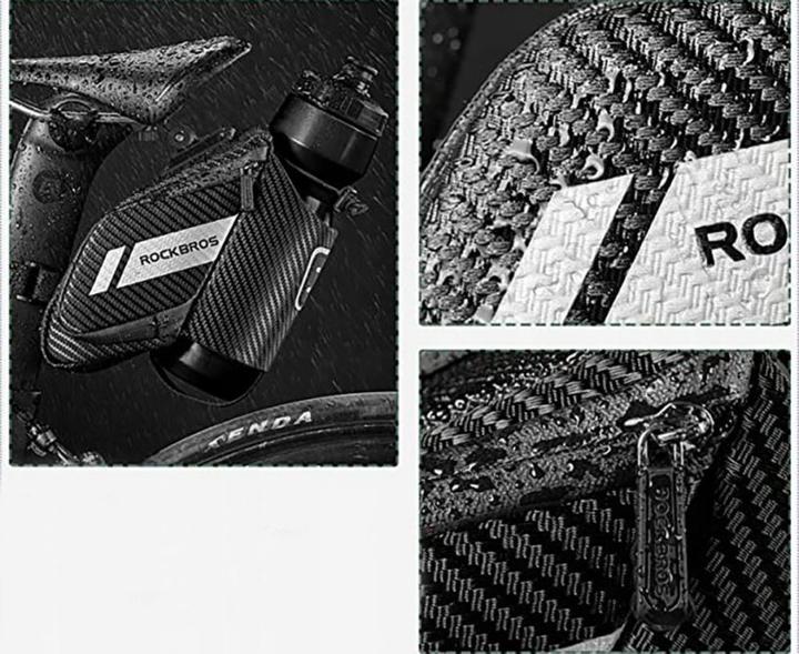 Actual product image Rockbros C32BK saddle bag 1.5 l with water bottle pocket - black (1.50 l, Frame bag)