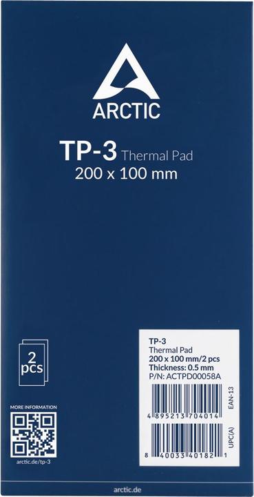 Produktbild Arctic TP-3 (200x100mm, t:0.5mm) Pack of 2pcs (0.50 mm, 6 W/m K)