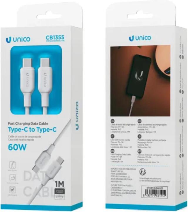 Actual product image Unico CABLE USB TIPO(C) A USB TIPO(C) 60W PVC (1 m, 60 W)
