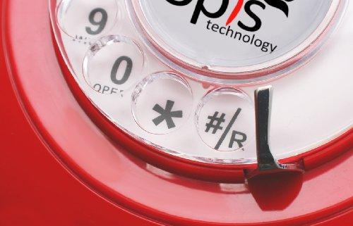 Produktbild Opis Technology Retro Telefon im sechziger Jahre Vintage Design mit Wählscheibe und Metallklingel, rot