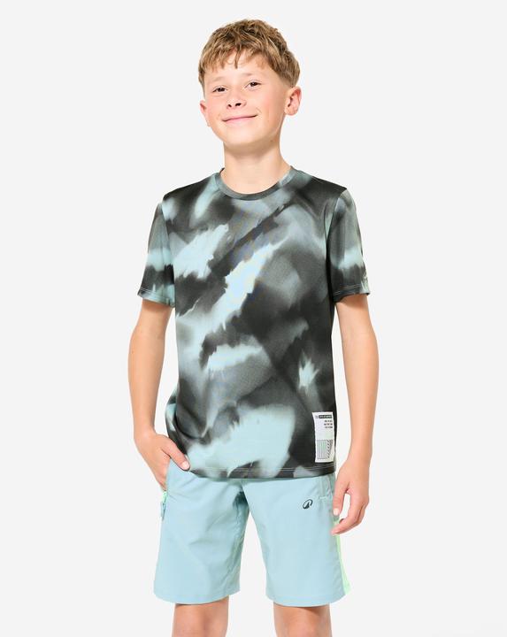 Decathlon T-Shirt Kinder atmungsaktiv - grau mit Print (122)