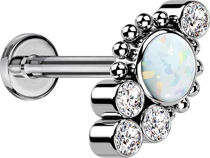 Immagine prodotto Star Piercing Micro Threadless Labret argento sfere quattro cristalli argento opale bianco (senza ottone)