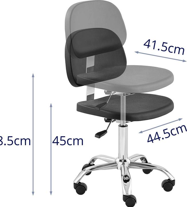 Image du produit Fromm & Starck Chaise de laboratoire - 120 kg - Black, Chrome - Hauteur réglable de 450 - 585 mm
