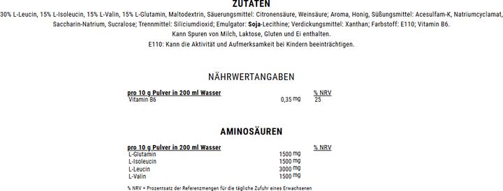 Nährwerte und Zutaten Weider Premium BCAA Powder (500g Dose) (Orange, 1 Stk., 500 g)