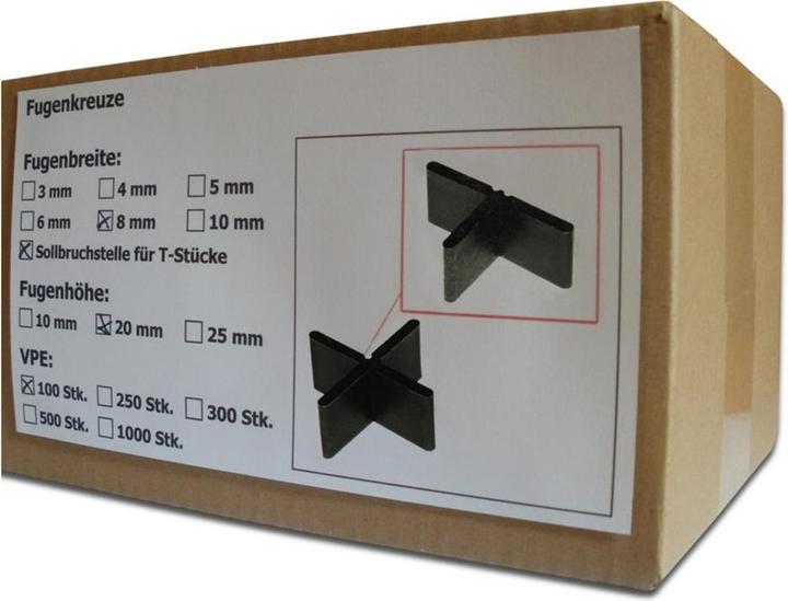Produktbild Sanpro Fugenkreuze, Fugenbreite 8 mm / Höhe 20 mm, Anzahl 100 Stück (100 x)
