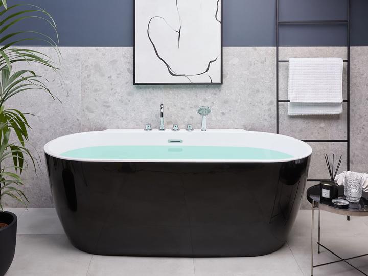Actual product image Beliani Bathtub freestanding black with tap oval 170 x 80 cm ROTSO (286 l, 170 cm)