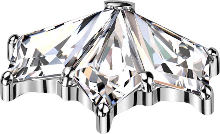 Star Piercing Dermal Anchor Fächer silber drei Diamant Kristalle silber (ohne Messing, Titan G23)