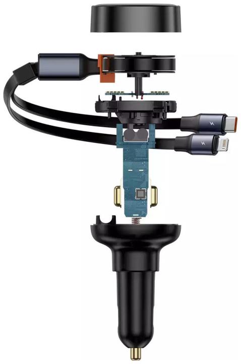 Image du produit Baseus Chargeur de voiture Enjoyment USB avec câble USB-C et Lightning 60W (noir)