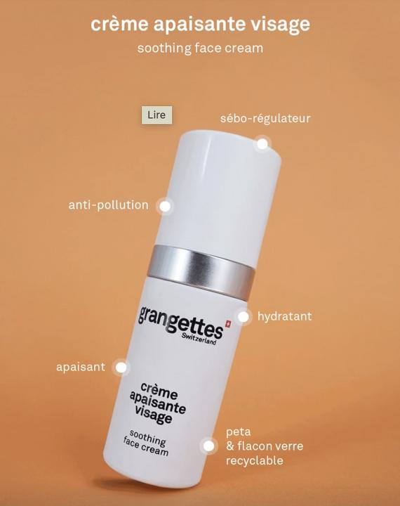 Image du produit Grangettes crème apaisante visage (30 ml, Crème de nuit)