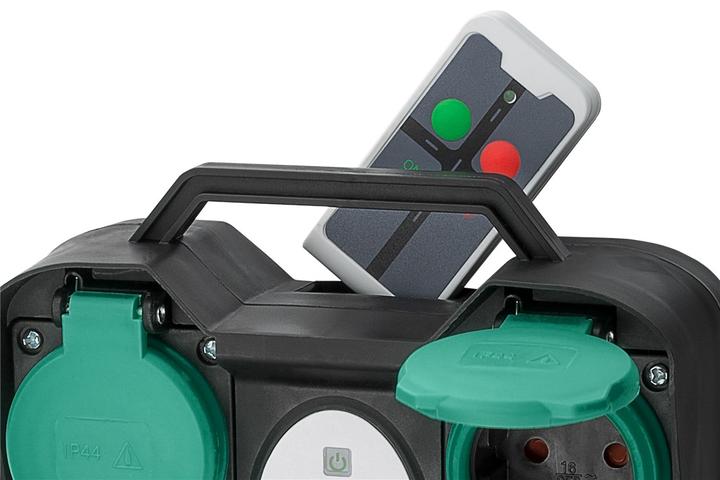 Actual product image Goobay Garden socket 2-fold with remote control (2 x, CEE 7/3, 2 m)