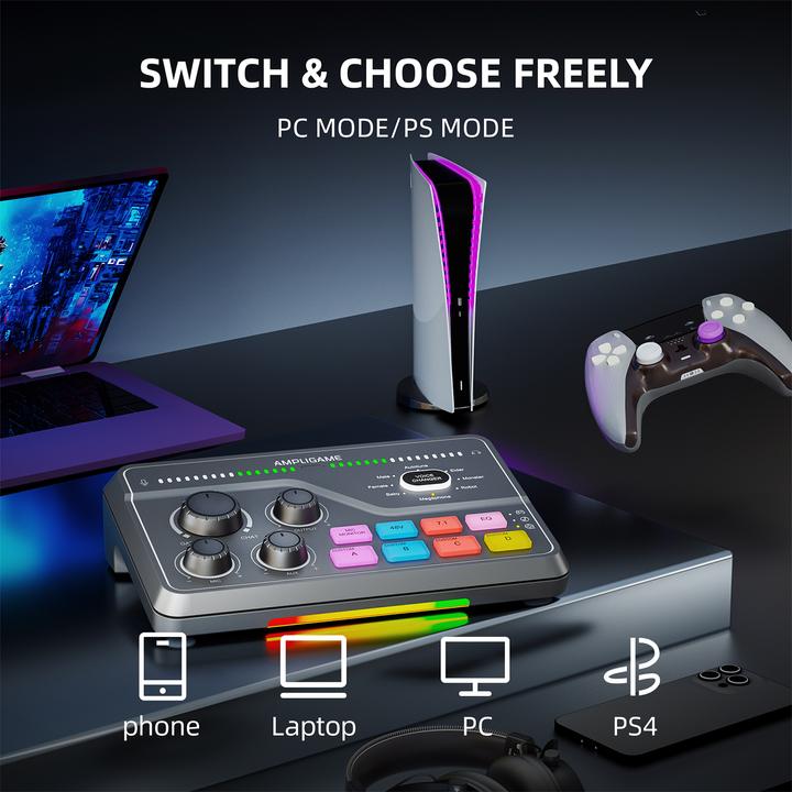 Actual product image Fifine Gaming Audio Mixer SC8 (Studio- and Livemixer)