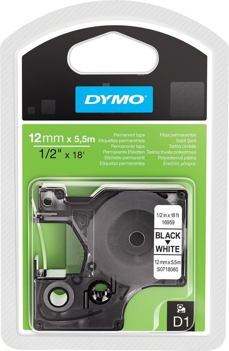 Actual product image Dymo S0718060 Permanent polyester strap (1.20 cm, White, Black)