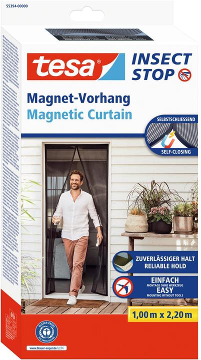 Image du produit tesa Moustiquaire magnétique pour portes de balcon et de terrasse, à fermeture automatique, montage sans (100 x 220 cm)