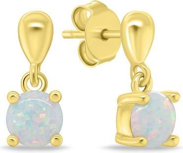 Brilio Silver - Gold-plated earrings with white opals EA1137Y