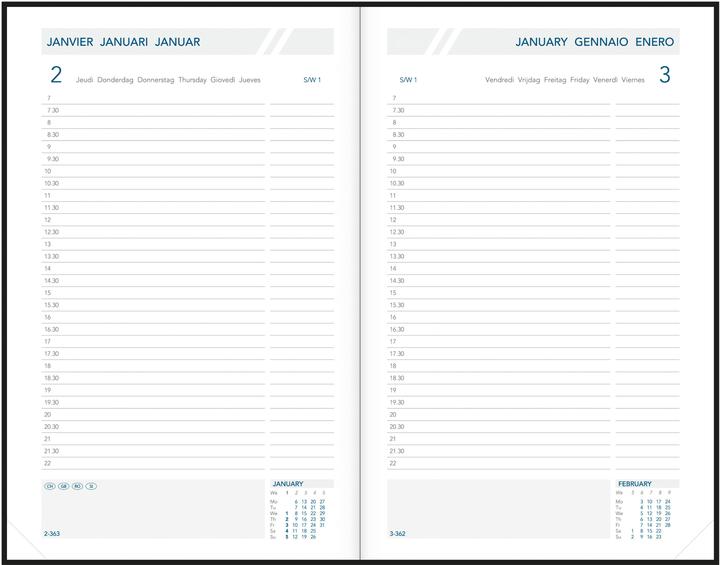 Image du produit Aurora Folio 1 B Travers 2021 FA211Z noir, 1T/S 140x210x4mm (Spécial, Français, Allemand, Espagnol, Anglais, Italien, Néerlandais)