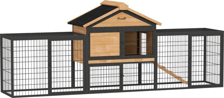 Produktbild PawHut Kaninchenstall Tannenholz, Stahl Gelb