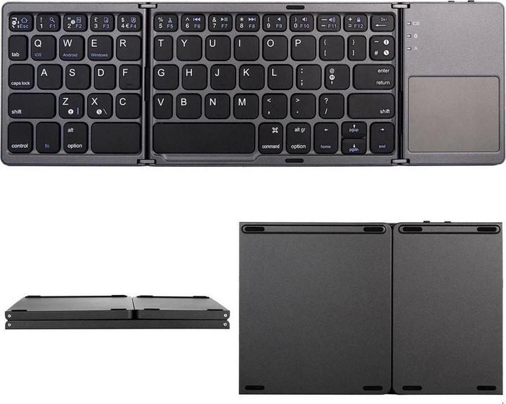 Produktbild Deltalabs Faltbare Mini Bluetooth Tastatur Keyboard (QWERTY) mit Touchpad (US, Kabellos)