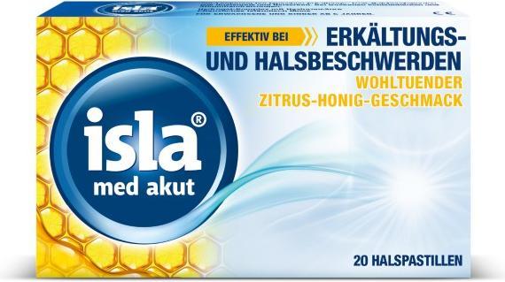 Isla med akut Halspastillen Zitrus-Honig-Geschmack, 20 St. Pastillen (20 Stück)