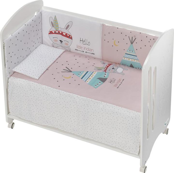 Produktbild Interbaby KINDERBETT +SET 3STK. BETT 60X120: STEPPDECKE+NESTCHEN+KISSEN-BAUMW.--ROS (60 x 120 cm)