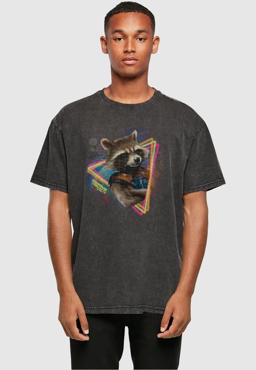 Image du produit Absolute Cult Guardians Of The Galaxy Vol.2 - Tee surdimensionné Neon Rocket Acid Washed - 115071 (L)