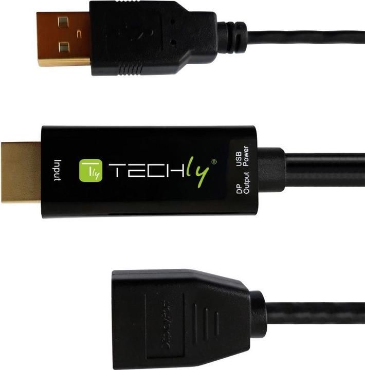 Image du produit Techly Adaptateur HDMI M vers DisplayPort F + USB-A M 4Kx2K 30Hz (HDMI, 1.10 cm)