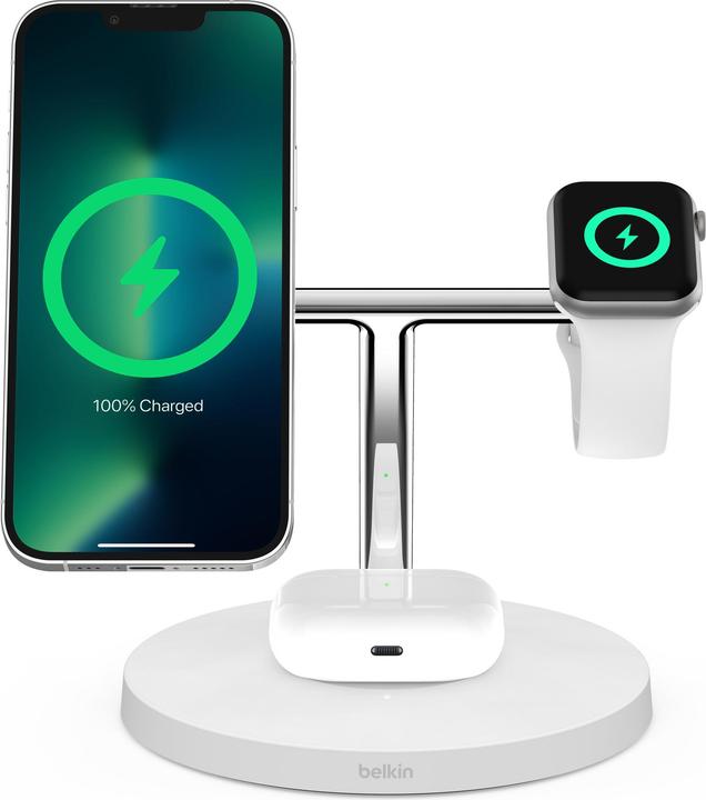 Actual product image Belkin BoostCharge Pro 3-in-1 Ladegerät mit MagSafe (15 W)