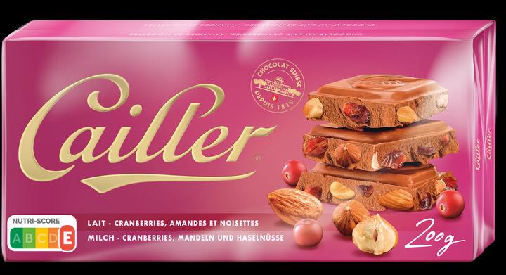 Produktbild Cailler Tafelschokolade Milch mit Cranberries (200 g)