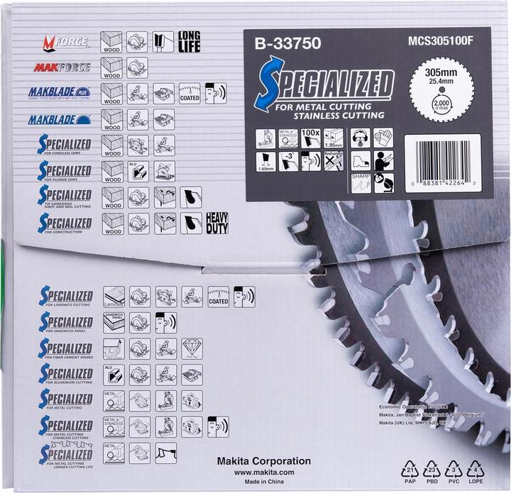 Image du produit Makita Lame de scie SPECIALIZED pour métal et acier inoxydable Ø 3055x100Z