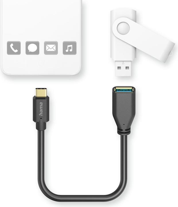 Actual product image Hama USB C – USB A Adapter (0.15 m, USB 3.2 Gen 1)