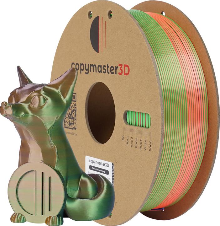 Produktbild Copymaster3D Tri-Silk 3D Printer Filament, 1.75 mm, blue/green/orange (PLA, 1.75 mm, Mehrfarbig)