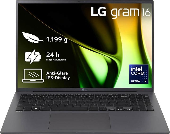 Immagine prodotto LG gram 16" Core Ultra 7 155H 32GB/2TB SSD Win11 grigio 16Z90S-G.AD7CG (16", Intel Core Ultra 7 155H, 32 GB, 2000 GB, DE)