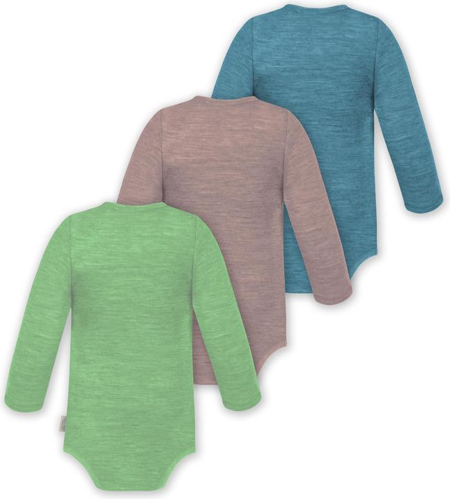 Actual product image Normani 3-pack baby merino bodysuit long sleeve "Auckland" - 9375 (74)