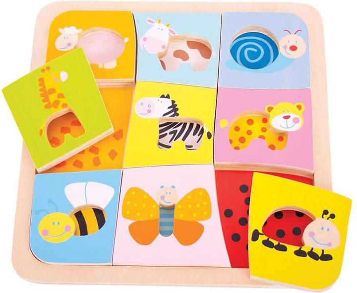 Bigjigs Holzpuzzle Tiermuster (9 Teile)