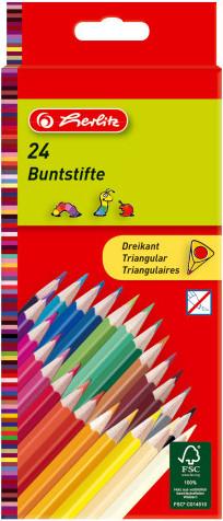 Herlitz Triangular Crayons Box of 24 (Multicolored, Multicolor, 24 x)