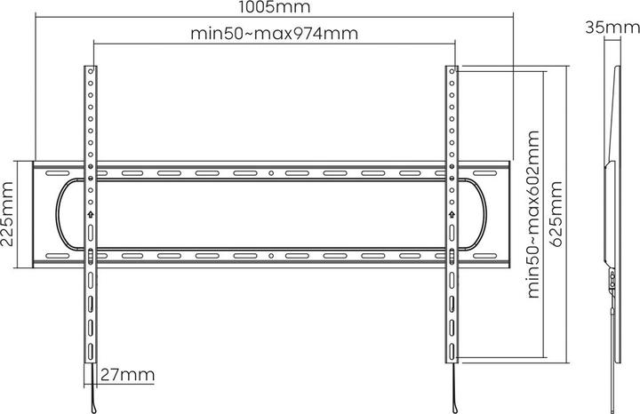 Image du produit Value Support mural pour TV, distance au mur de 35 mm (Mur, 120", 120 kg)