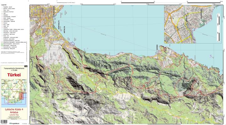Image du produit Côte Lycienne 4 - Antalya - Voie Lycienne - Carte topographique de randonnée 1:75 000 Turquie