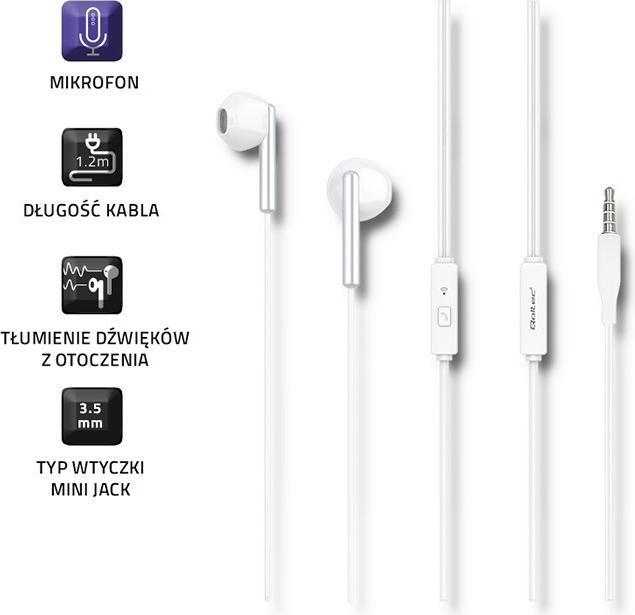 Actual product image Qoltec In-ear headphones with microphone (ANC, Cable)