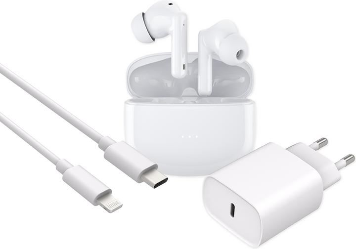 Produktbild Cazy Kabellose Ohrhörer mit Active Noise Cancelling + 20W USB-C-Ladegerät + Lightning zu USB-C Kabel - (ANC, 5.50 h, Kabellos)