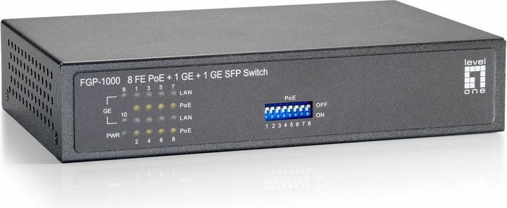 Image du produit LevelOne Fgp-1000 : 8 Fe Poe+1 Ge+1 Ge Sfp (10 Ports)