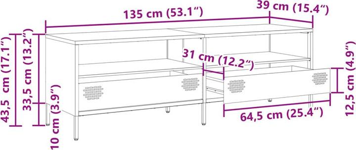 Produktbild VidaXL TV Schrank Lowboard Fernsehschrank Fernsehtisch Kaltgewalzter Stahl